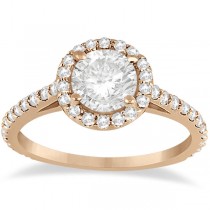 Halo Diamond Cathedral Engagement Ring Setting 18k Rose Gold (0.64ct)
