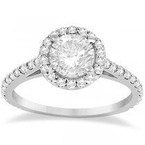 Halo Diamond Cathedral Engagement Ring Setting 18k White Gold (0.64ct)