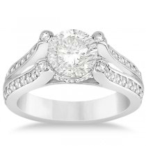 Wide Band Diamond Engagement Ring Split-Shank 14K White Gold 0.50ct