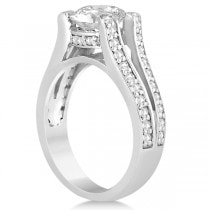 Wide Band Diamond Engagement Ring Split-Shank 14K White Gold 0.50ct