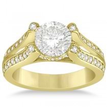 Wide Band Diamond Engagement Ring Split Shank 14K Yellow Gold 0.50ct