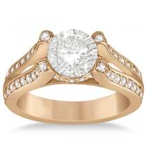 Wide Band Diamond Engagement Ring Split Shank 18K Rose Gold 0.50ct