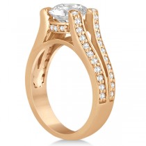 Wide Band Diamond Engagement Ring Split Shank 18K Rose Gold 0.50ct
