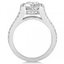 Wide Band Diamond Engagement Ring Split Shank 18K White Gold 0.50ct