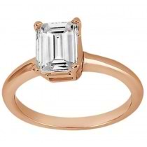 Solitaire Engagement Ring Setting for Emerald-Cut Diamond 14k Rose Gold