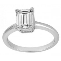 Solitaire Engagement Ring Setting for Emerald-Cut Diamond 18k White Gold