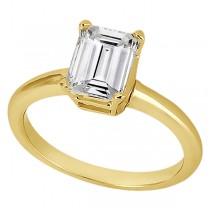 Solitaire Engagement Ring Setting for Emerald-Cut Diamond 18k Yellow Gold