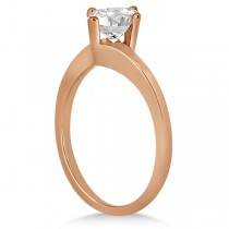 Curved Four-Prong Bypass Solitaire Engagement Ring 14k Rose Gold