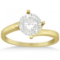 Curved Four-Prong Bypass Solitaire Engagement Ring 14k Yellow Gold