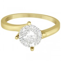 Curved Four-Prong Bypass Solitaire Engagement Ring 14k Yellow Gold