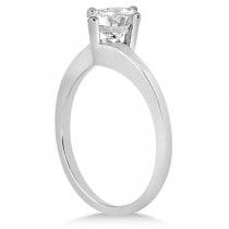 Curved Four-Prong Bypass Solitaire Engagement Ring 18k White Gold