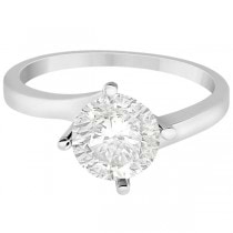 Curved Four-Prong Bypass Solitaire Engagement Ring Platinum