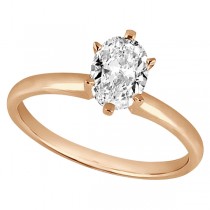 Six-Prong 14k Rose Gold Engagement Ring Solitaire Setting