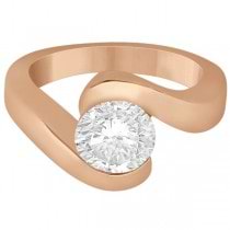 Twisted Bypass Solitaire Tension Set Engagement Ring 14k Rose Gold