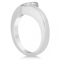 Solitaire Princess Diamond Tension Set Engagement Ring 14k White Gold (0.50ct)