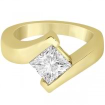 Solitaire Princess Diamond Tension Set Engagement Ring 14k Yellow Gold (1.00ct)