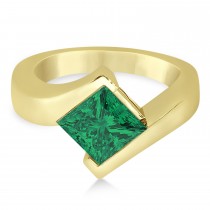 Solitaire Princess Emerald Tension Set Engagement Ring 18k Yellow Gold (1.50ct)