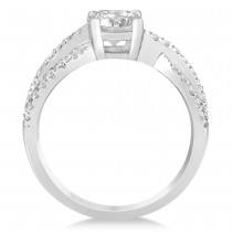 Diamond Accented Bypass Twisted Engagement Ring 14k White Gold 1.42ct