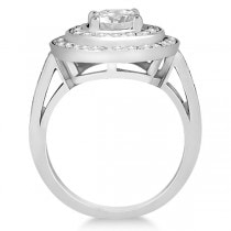 Big Double Halo Diamond Engagement Ring 14k White Gold (0.80ct)