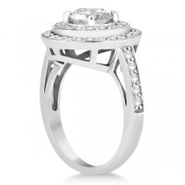 Big Double Halo Diamond Engagement Ring 14k White Gold (0.80ct)