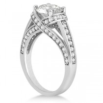 Fancy Twist Pave Round Diamond Engagement Ring 14K White Gold (0.66ct)