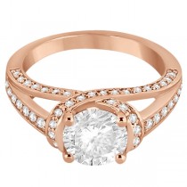 Fancy Twist Pave Round Diamond Engagement Ring 18k Rose Gold (0.66ct)