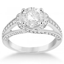 Fancy Twist Pave Round Diamond Engagement Ring 18k White Gold (0.66ct)