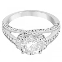 Fancy Twist Pave Round Diamond Engagement Ring Platinum (0.66ct)
