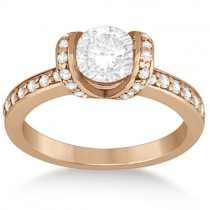 Diamond Ribbon Engagement Ring Designer 14k Rose Gold (0.56ct)