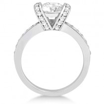 Diamond Ribbon Engagement Ring Designer 14k White Gold (0.56ct)