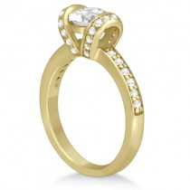 Diamond Ribbon Engagement Ring Designer 14k Yellow Gold (0.56ct)