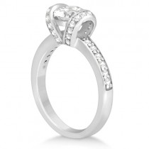 Diamond Ribbon Engagement Ring Designer 18k White Gold (0.56ct)