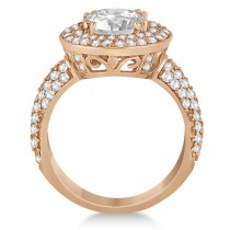 Pave Diamond Double Halo Engagement Ring 14k Rose Gold (1.09ct)