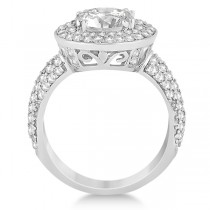Pave Diamond Double Halo Engagement Ring 14k White Gold (1.09ct)