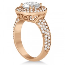 Pave Diamond Double Halo Engagement Ring 18k Rose Gold (1.09ct)