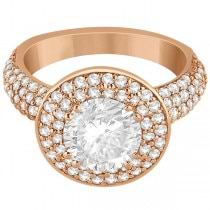 Pave Diamond Double Halo Engagement Ring 18k Rose Gold (1.09ct)