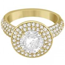 Pave Diamond Double Halo Engagement Ring 18k Yellow Gold (1.09ct)