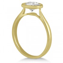 Floating Bezel Set Solitaire Engagement Ring Setting 14K Yellow Gold