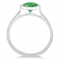 Floating Bezel Set Solitaire Emerald Engagement Ring 14k White Gold (1.00ct)