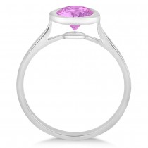 Floating Bezel Set Solitaire Pink Sapphire Engagement Ring 14k White Gold (1.00ct)