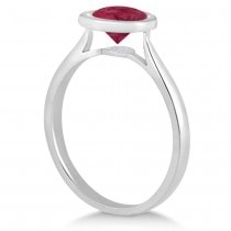 Floating Bezel Set Solitaire Ruby Engagement Ring 14k White Gold (1.00ct)
