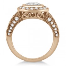 Halo Diamond Art Deco Engagement Ring Setting 18k Rose Gold (0.79ct)