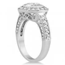 Halo Diamond Art Deco Engagement Ring Setting 18k White Gold (0.79ct)
