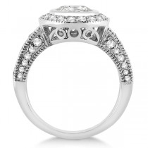 Halo Diamond Art Deco Engagement Ring Setting 18k White Gold (0.79ct)