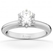 Six-Prong 14k White Gold Solitaire Engagement Ring Setting