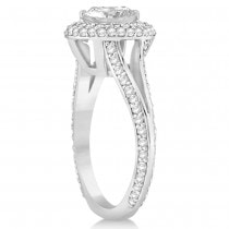 Double Halo Diamond Engagement Ring Setting 14k White Gold (1.00ct)