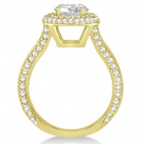 Double Halo Diamond Engagement Ring Setting 14k Yellow Gold (1.00ct)