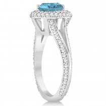 Halo Blue Diamond & Diamond Engagement Ring 14k White Gold (2.00ct)
