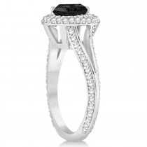 Halo Black Diamond & Diamond Engagement Ring 14k White Gold (2.00ct)