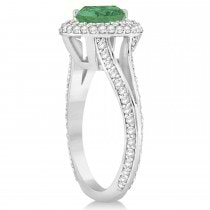 Halo Emerald & Diamond Engagement Ring 14k White Gold (2.26ct)